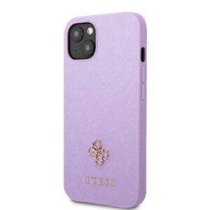 Guess GUHCP13SPS4MU Apple iPhone 13 mini 5,4" violetinės spalvos kietas dėklas Saffiano 4G Small Metal Logo - Image 2