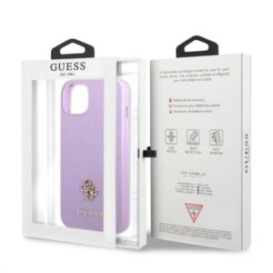 Guess GUHCP13SPS4MU Apple iPhone 13 mini 5,4" violetinės spalvos kietas dėklas Saffiano 4G Small Metal Logo - Image 8