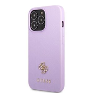 Guess GUHCP13LPS4MU Apple iPhone 13 Pro / 13 6,1" violetinės spalvos kietas dėklas Saffiano 4G Small Metal Logo - Image 2