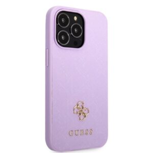Guess GUHCP13LPS4MU Apple iPhone 13 Pro / 13 6,1" violetinės spalvos kietas dėklas Saffiano 4G Small Metal Logo - Image 4