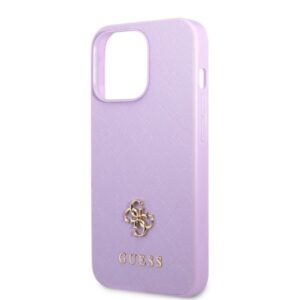 Guess GUHCP13XPS4MU Apple iPhone 13 Pro Max 6,7" violetinės spalvos kietas dėklas Saffiano 4G Small Metal Logo - Image 6