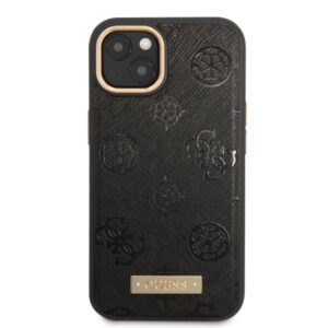 Guess GUHMP13MSAPSTK Apple iPhone 13 / 14 / 15 6.1" juodos spalvos kietas dėklas Peony Logo Plate MagSafe - Image 3