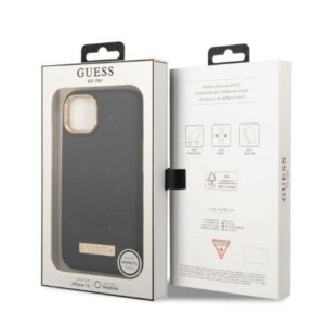 Guess GUHMP13MSAPSTK Apple iPhone 13 / 14 / 15 6.1" juodos spalvos kietas dėklas Peony Logo Plate MagSafe - Image 8