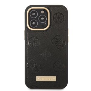 Guess GUHMP13LSAPSTK Apple iPhone 13 Pro / 13 6,1" juodos spalvos kietas dėklas Peony Logo Plate MagSafe - Image 3