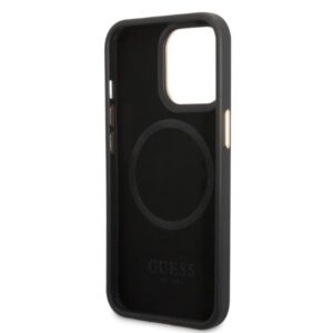 Guess GUHMP13LSAPSTK Apple iPhone 13 Pro / 13 6,1" juodos spalvos kietas dėklas Peony Logo Plate MagSafe - Image 7