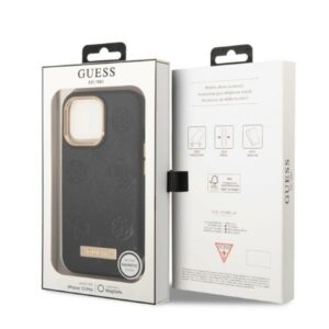 Guess GUHMP13LSAPSTK Apple iPhone 13 Pro / 13 6,1" juodos spalvos kietas dėklas Peony Logo Plate MagSafe - Image 8