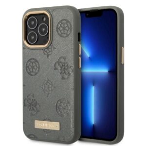 Guess GUHMP13XSAPSTG Apple iPhone 13 Pro Max 6,7" grey kietas dėklas Peony Logo Plate MagSafe