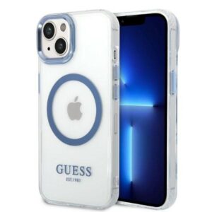 Guess GUHMP14MHTRMB Apple iPhone 14 Plus / 15 Plus 6.7" blue kietas dėklas Metal Outline Magsafe