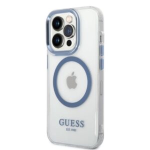 Guess GUHMP14LHTRMB Apple iPhone 14 Pro 6,1" blue kietas dėklas Metal Outline Magsafe - Image 2