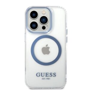 Guess GUHMP14LHTRMB Apple iPhone 14 Pro 6,1" blue kietas dėklas Metal Outline Magsafe - Image 3