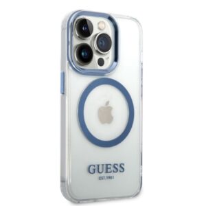 Guess GUHMP14LHTRMB Apple iPhone 14 Pro 6,1" blue kietas dėklas Metal Outline Magsafe - Image 4