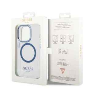 Guess GUHMP14LHTRMB Apple iPhone 14 Pro 6,1" blue kietas dėklas Metal Outline Magsafe - Image 8