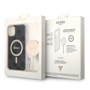 Guess Rinkinys GUBPN61H4EACSK Dėklas + Įkroviklis Apple iPhone 11 6.1" juodos spalvos Hard Dėklas 4G Print MagSafe - Image 10