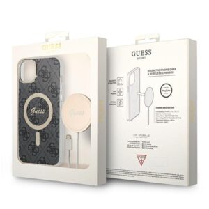 Guess Rinkinys GUBPP14MH4EACSK Dėklas+ Įkroviklis Apple iPhone 14 Plus / 15 Plus 6.7" juodos spalvos kietas dėklas 4G Pr - Image 10