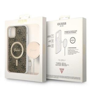 Guess Rinkinys GUBPN61H4EACSW Dėklas+ Įkroviklis Apple iPhone 11 6,1" rudos spalvos kietas dėklas 4G Print MagSafe - Image 10