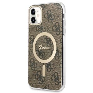 Guess Rinkinys GUBPN61H4EACSW Dėklas+ Įkroviklis Apple iPhone 11 6,1" rudos spalvos kietas dėklas 4G Print MagSafe - Image 2