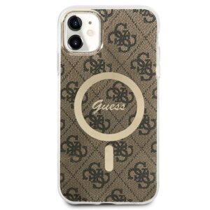 Guess Rinkinys GUBPN61H4EACSW Dėklas+ Įkroviklis Apple iPhone 11 6,1" rudos spalvos kietas dėklas 4G Print MagSafe - Image 3