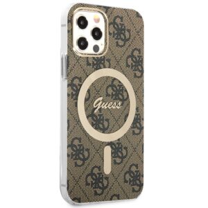 Guess Rinkinys GUBPP12MH4EACSW Dėklas+ Įkroviklis Apple iPhone 12/12 Pro rudos spalvos kietas dėklas 4G Print MagSafe - Image 4