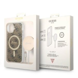 Guess Rinkinys GUBPP14MH4EACSW Dėklas+ Įkroviklis Apple iPhone 14 Plus / 15 Plus 6.7" rudos spalvos kietas dėklas 4G P - Image 10
