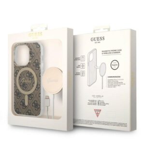 Guess Rinkinys GUBPP14XH4EACSW Dėklas+ Įkroviklis Apple iPhone 14 Pro Max 6,7" rudos spalvos kietas dėklas 4G Print Ma - Image 10
