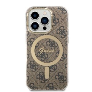 Guess Rinkinys GUBPP14XH4EACSW Dėklas+ Įkroviklis Apple iPhone 14 Pro Max 6,7" rudos spalvos kietas dėklas 4G Print Ma - Image 3