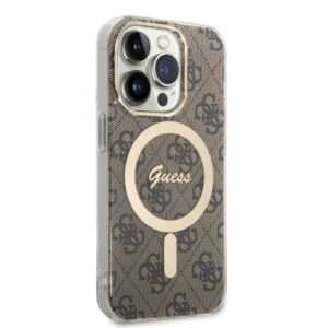 Guess Rinkinys GUBPP14XH4EACSW Dėklas+ Įkroviklis Apple iPhone 14 Pro Max 6,7" rudos spalvos kietas dėklas 4G Print Ma - Image 4