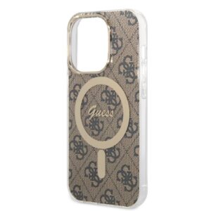 Guess Rinkinys GUBPP14XH4EACSW Dėklas+ Įkroviklis Apple iPhone 14 Pro Max 6,7" rudos spalvos kietas dėklas 4G Print Ma - Image 6
