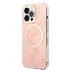 Guess Rinkinys GUBPP13LH4EACSP Dėklas+ Įkroviklis Apple iPhone 13 Pro rožinės spalvos kietas dėklas 4G Print MagSafe - Image 2