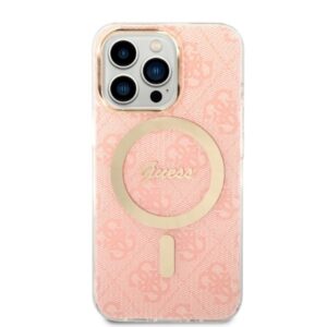 Guess Rinkinys GUBPP13LH4EACSP Dėklas+ Įkroviklis Apple iPhone 13 Pro rožinės spalvos kietas dėklas 4G Print MagSafe - Image 3
