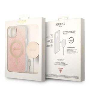 Guess Rinkinys GUBPP14MH4EACSP Dėklas+ Įkroviklis Apple iPhone 14 Plus / 15 Plus 6.7" rožinės spalvos kietas dėklas 4G Pri - Image 10