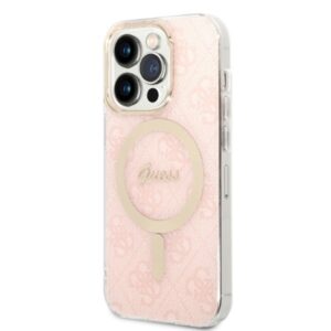 Guess Rinkinys GUBPP14LH4EACSP Dėklas+ Įkroviklis Apple iPhone 14 Pro 6,1" rožinės spalvos kietas dėklas 4G Print MagSafe - Image 2
