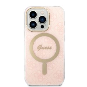 Guess Rinkinys GUBPP14LH4EACSP Dėklas+ Įkroviklis Apple iPhone 14 Pro 6,1" rožinės spalvos kietas dėklas 4G Print MagSafe - Image 3