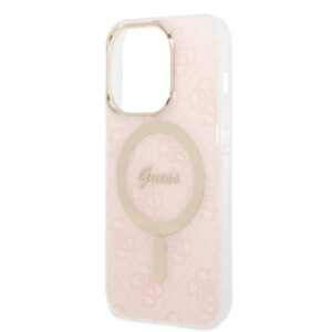 Guess Rinkinys GUBPP14LH4EACSP Dėklas+ Įkroviklis Apple iPhone 14 Pro 6,1" rožinės spalvos kietas dėklas 4G Print MagSafe - Image 6