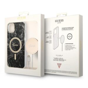 Guess Rinkinys GUBPP14MHMEACSK Dėklas+Įkroviklis Apple iPhone 14 Plus / 15 Plus 6.7" juodos spalvos kietas dėklas Marbl - Image 10