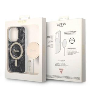 Guess Rinkinys GUBPP14XHMEACSK Dėklas+ Įkroviklis Apple iPhone 14 Pro Max 6,7" juodos spalvos kietas dėklas Marble MagSa - Image 10