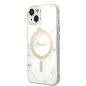 Guess Rinkinys GUBPP14MHMEACSH Dėklas+Įkroviklis Apple iPhone 14 Plus / 15 Plus 6.7" baltos spalvos kietas dėklas Marble - Image 2