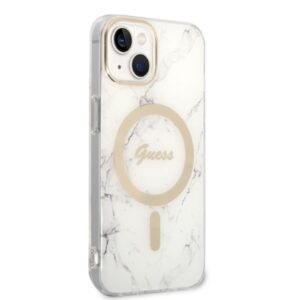 Guess Rinkinys GUBPP14MHMEACSH Dėklas+Įkroviklis Apple iPhone 14 Plus / 15 Plus 6.7" baltos spalvos kietas dėklas Marble - Image 4