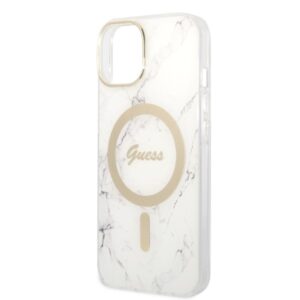 Guess Rinkinys GUBPP14MHMEACSH Dėklas+Įkroviklis Apple iPhone 14 Plus / 15 Plus 6.7" baltos spalvos kietas dėklas Marble - Image 6