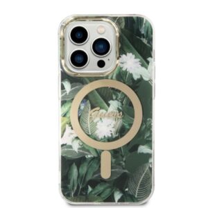 Guess Rinkinys GUBPP14LHJEACSA Dėklas+Įkroviklis Apple iPhone 14 Pro 6,1" green kietas dėklas Jungle MagSafe - Image 3