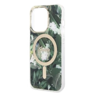Guess Rinkinys GUBPP14LHJEACSA Dėklas+Įkroviklis Apple iPhone 14 Pro 6,1" green kietas dėklas Jungle MagSafe - Image 6