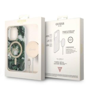 Guess Rinkinys GUBPP14XHJEACSA Dėklas+Įkroviklis Apple iPhone 14 Pro Max 6,7" zielony/green kietas dėklas Jungle MagS - Image 10