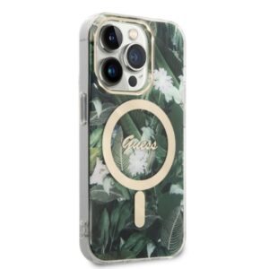 Guess Rinkinys GUBPP14XHJEACSA Dėklas+Įkroviklis Apple iPhone 14 Pro Max 6,7" zielony/green kietas dėklas Jungle MagS - Image 4