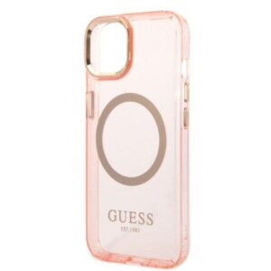 Guess GUHMP14MHTCMP Apple iPhone 14 Plus/ 15 Plus 6.7" rožinės spalvos kietas dėklas Gold Outline Translucent MagS - Image 6