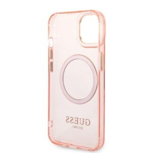 Guess GUHMP14MHTCMP Apple iPhone 14 Plus/ 15 Plus 6.7" rožinės spalvos kietas dėklas Gold Outline Translucent MagS - Image 7