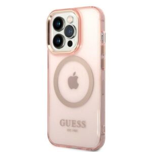 Guess GUHMP14LHTCMP Apple iPhone 14 Pro6,1" rožinės spalvos kietas dėklas Gold Outline Translucent MagSafe - Image 2