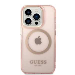 Guess GUHMP14LHTCMP Apple iPhone 14 Pro6,1" rožinės spalvos kietas dėklas Gold Outline Translucent MagSafe - Image 3