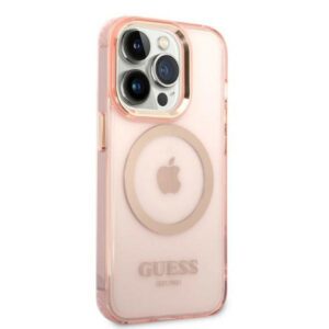 Guess GUHMP14LHTCMP Apple iPhone 14 Pro6,1" rožinės spalvos kietas dėklas Gold Outline Translucent MagSafe - Image 4