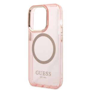 Guess GUHMP14LHTCMP Apple iPhone 14 Pro6,1" rožinės spalvos kietas dėklas Gold Outline Translucent MagSafe - Image 6