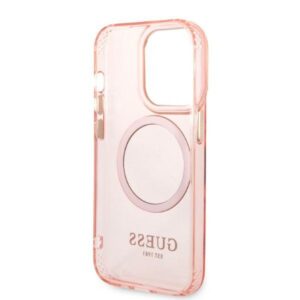Guess GUHMP14LHTCMP Apple iPhone 14 Pro6,1" rožinės spalvos kietas dėklas Gold Outline Translucent MagSafe - Image 7