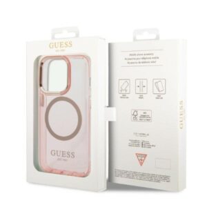 Guess GUHMP14LHTCMP Apple iPhone 14 Pro6,1" rožinės spalvos kietas dėklas Gold Outline Translucent MagSafe - Image 8